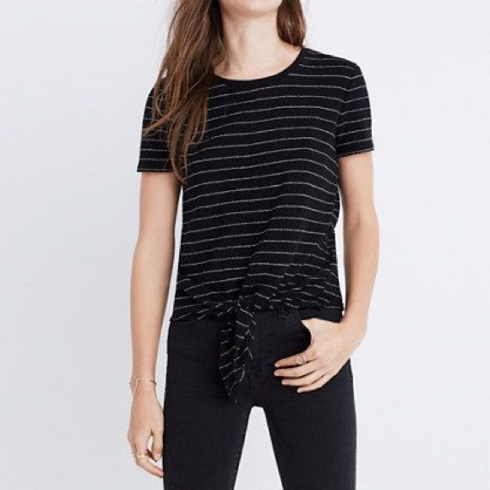 madewell modern tie front tee - L